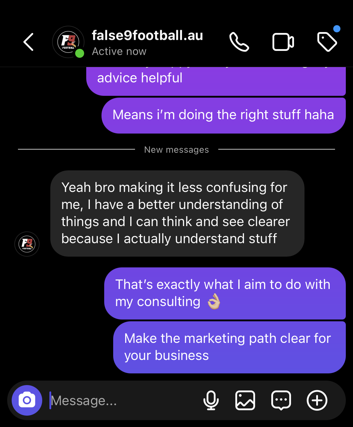 Client testimonial screenshot