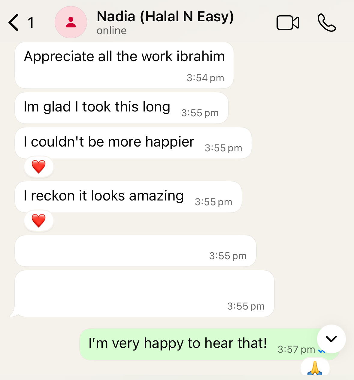 Client testimonial screenshot